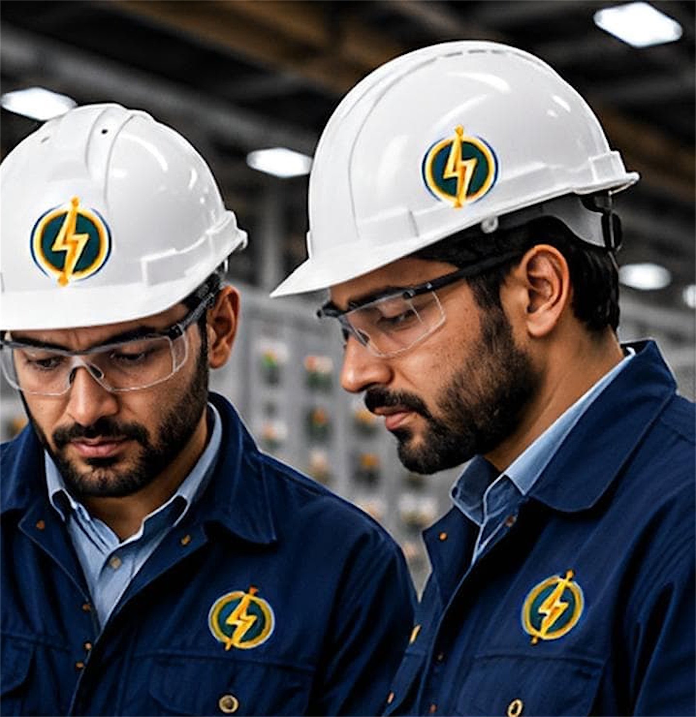 High Tech engineers at an industrial control panel